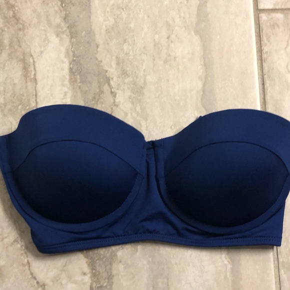 ☀Bar III Solids Bandeau Bikini Top: Size Large - Navy Blue - Picture 4 of 5